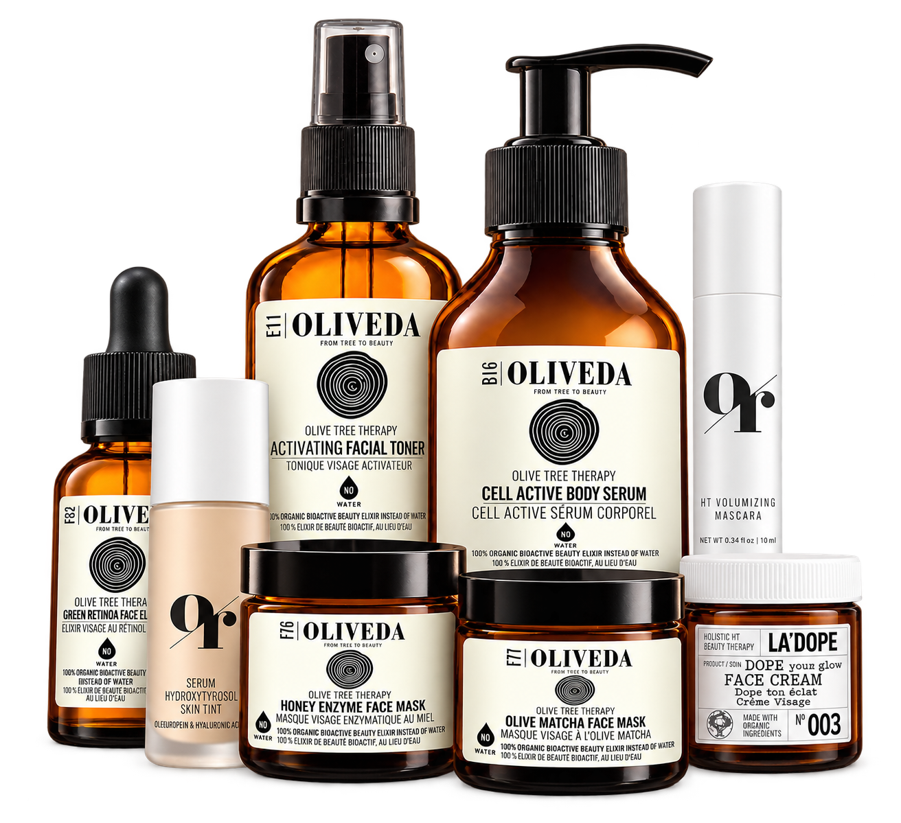 A collection of Olive Tree People wellness products